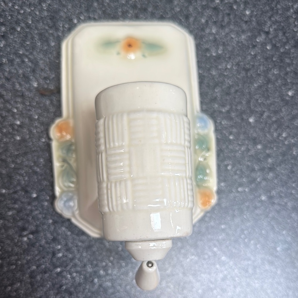 1930’s Art Deco Pull Light Porcelier Porcelain Wall Sconce with Floral Design